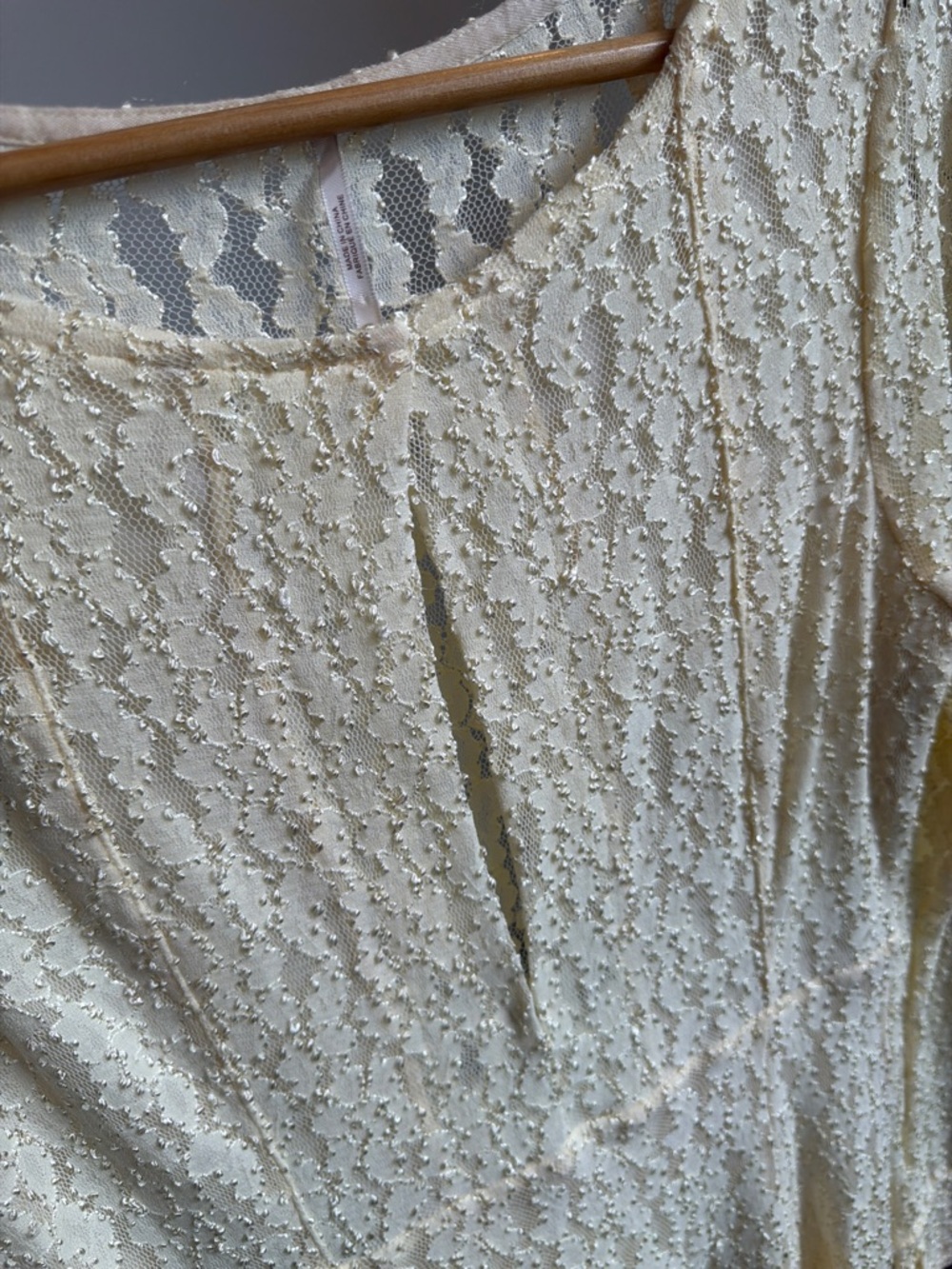 Free People Cream Lace Mini Dress Boho Romantic Size M - Picture 11 of 15